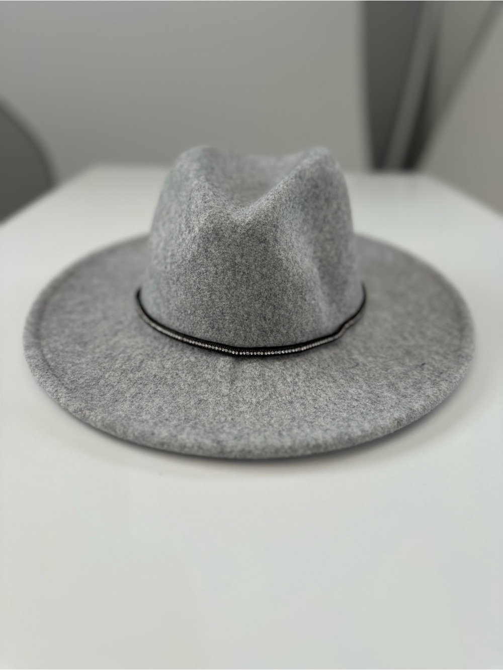 Brixton Light Grey Wool Fedora with Beaded Trim